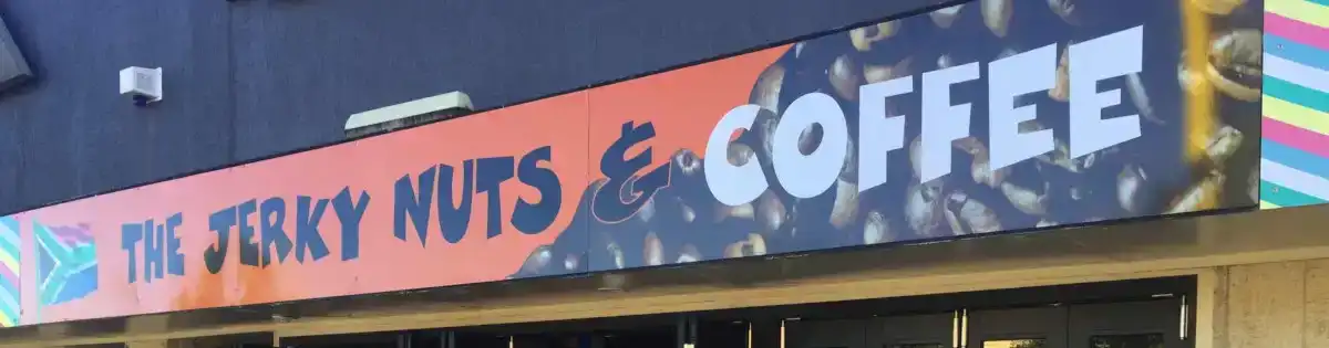 Jerky Nuts & Coffee outdoor signage