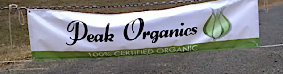 Peak Organics Sign